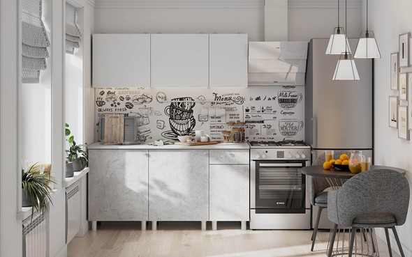 Кухня КГ-1 1600, белый/белый/цемент светлый/антарес в Элисте - изображение