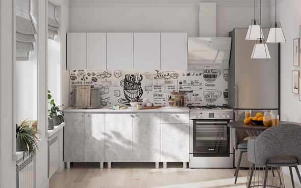 Гарнитур кухонный КГ-1 1800, белый/белый/цемент светлый/антарес в Элисте - изображение