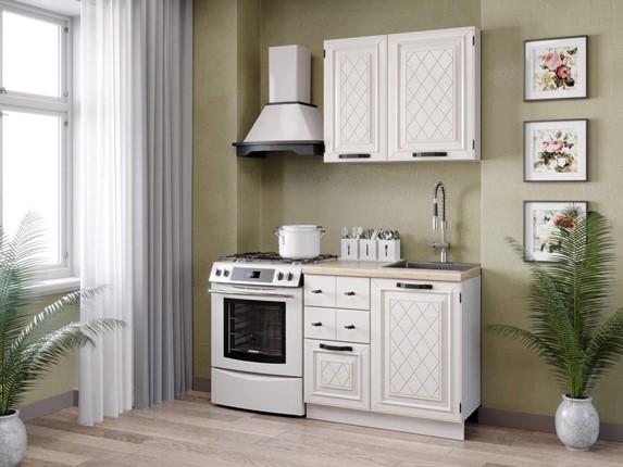Гарнитур кухонный Марина 1500(Белый/Алебастр) в Элисте - изображение