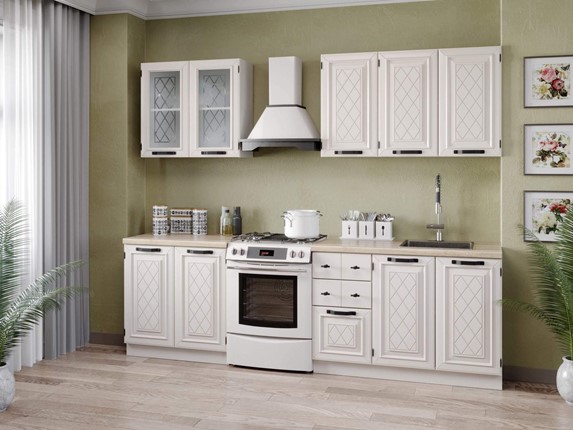 Кухонный гарнитур Марина 2600(Белый/Алебастр) в Элисте - изображение