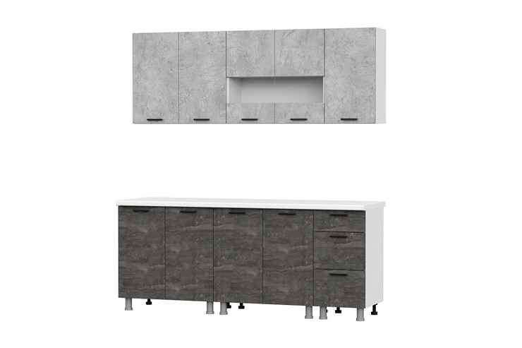 Модульный кухонный гарнитур Модус 2,0м Белый / Цемент светлый / Камень тёмный (без столешниц) в Элисте - изображение 1