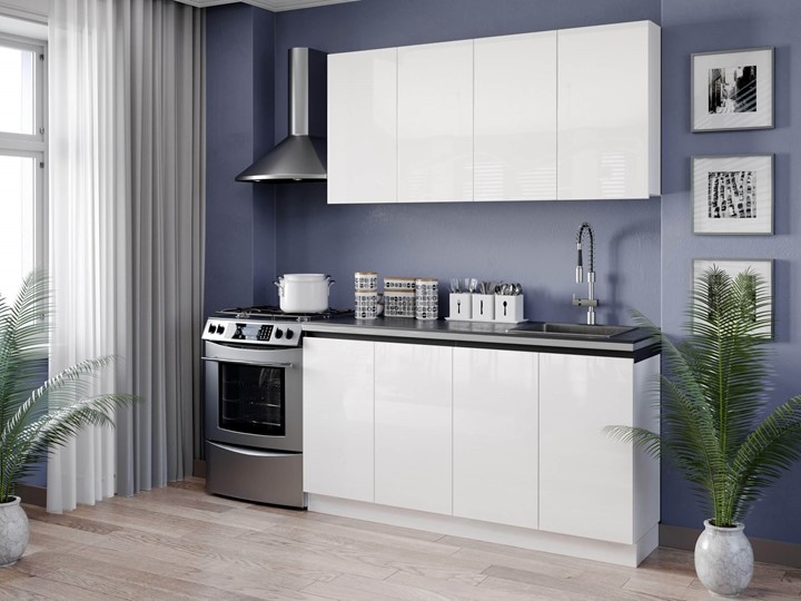 Гарнитур на кухню Шервуд 2200 (Белый/Белый глянец) в Элисте - изображение