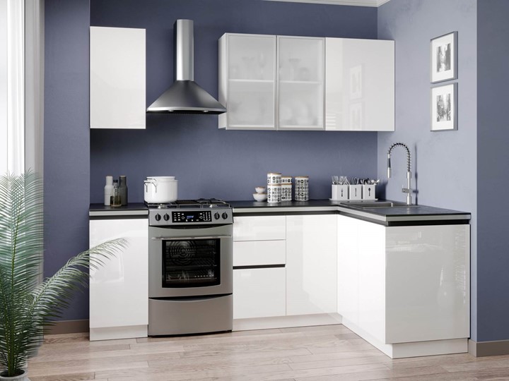 Кухонный гарнитур Шервуд 2400 №1 угловой (Белый/Белый глянец) в Элисте - изображение
