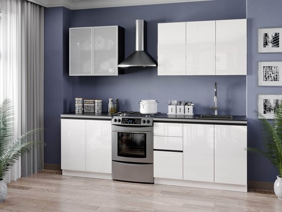 Гарнитур кухонный Шервуд 2600 (Белый/Белый глянец) в Элисте - изображение