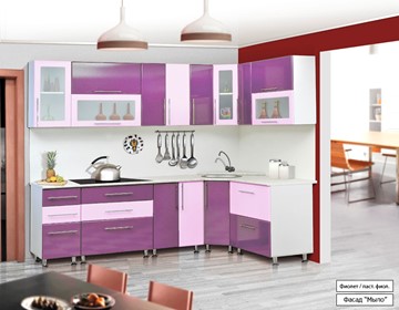 Угловой кухонный гарнитур Мыло 224 2600х1600, цвет Фиолет/Пастель фиолет в Элисте
