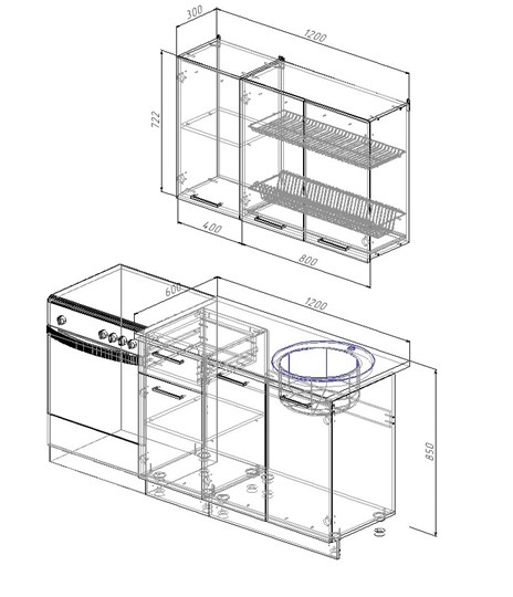 Модульный кухонный гарнитур Дели-1200 в Элисте - изображение 1