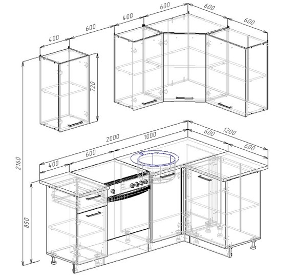 Кухонный угловой гарнитур Вегас-2000х1200 в Элисте - изображение 2