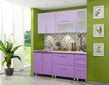 Модульный кухонный гарнитур Мыло 224 2000х718, цвет Фиолет/Пастель фиолет в Элисте - предосмотр