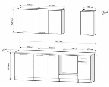 Гарнитур кухонный Моника 2,4 м (Дуб Сонома/Белый) в Элисте - предосмотр 1
