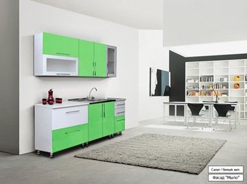Модульная кухня Мыло 224 2000х918, цвет Салат/Белый металлик в Элисте - предосмотр