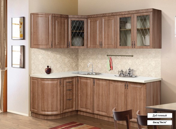 Модульная кухня Веста 1330х2200, цвет Дуб темный в Элисте - изображение