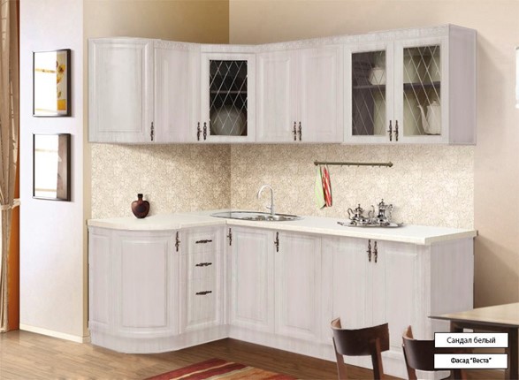 Угловая кухня Веста 1330х2200, цвет Сандал белый в Элисте - изображение