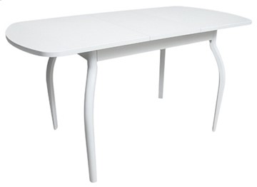 Кухонный раскладной стол ПГ-07 ЛДСП, белый ЛДСП/32 гнутые крашеные металл белый в Элисте