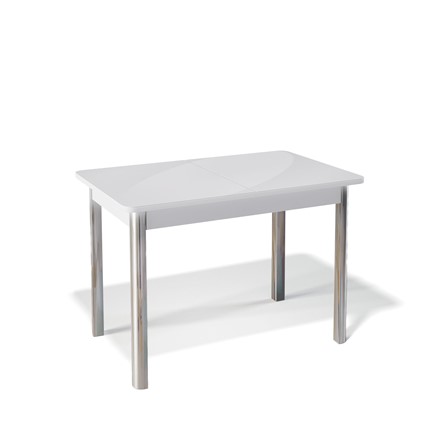 Кухонный раскладной стол Kenner 1100S (Хром/Белый/Стекло белое глянец) в Элисте - изображение