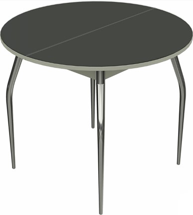 Обеденный раздвижной стол Ривьера исп. круг хром №5 (стекло черное/белый) в Элисте - изображение