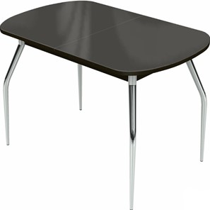 Раздвижной стол Ривьера мини хром №5 (стекло коричневое/венге) в Элисте