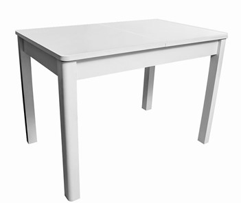 Кухонный стол раздвижной Айсберг-07 СТ1, белое ЛДСП/стекло белое/прямые массив белый в Элисте - предосмотр
