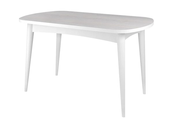 Обеденный раздвижной стол Ялта с цилиндрическими опорами Белый/Ясень Анкор светлый в Элисте - изображение