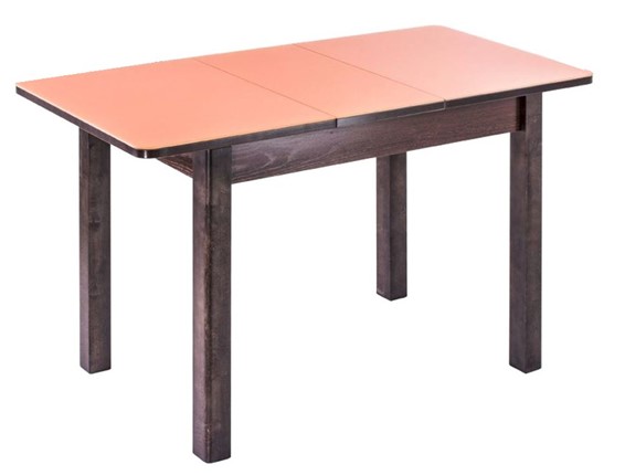 Кухонный раздвижной стол Айсберг-07 СТ1, венге ЛДСП/стекло оранжевое/42 прямые массив венге в Элисте - изображение