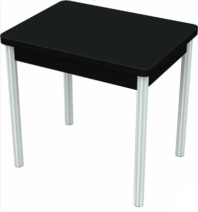 Стол раздвижной Бари хром №6 (стекло черное/черный) в Элисте - изображение