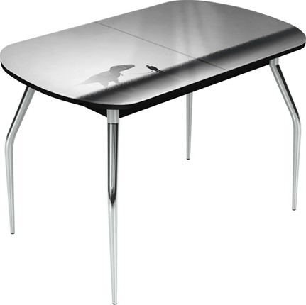 Кухонный стол раскладной Ривьера исп.2 хром №5 (Exclusive h192/черный) в Элисте - изображение