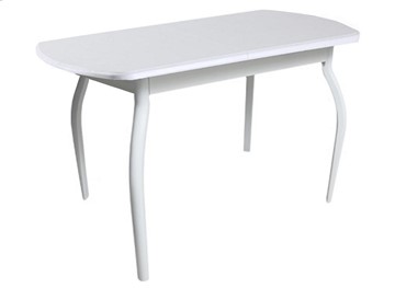 Кухонный обеденный стол ПГ-06 ЛДСП, белый ЛДСП/32 гнутые крашеные металл белый в Элисте