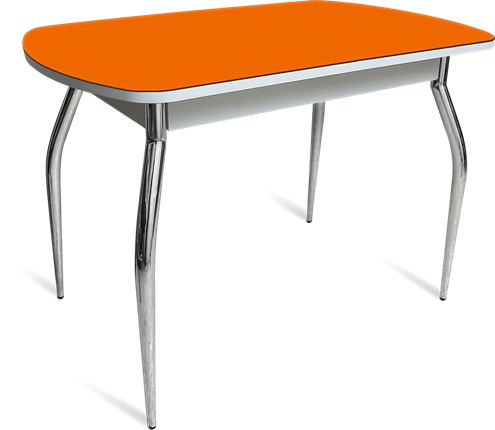 Кухонный стол раздвижной ПГ мини СТ1 белое/оранжевое/35 хром фигурные гнутые в Элисте - изображение