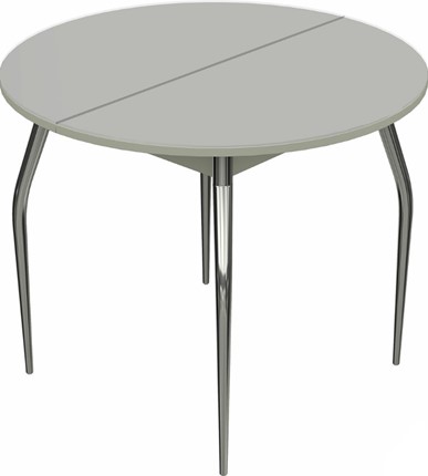 Кухонный стол раздвижной Ривьера исп. круг хром №5 (стекло белое/белый) в Элисте - изображение