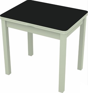 Кухонный раскладной стол Бари дерево №8 (стекло черное/белый) в Элисте