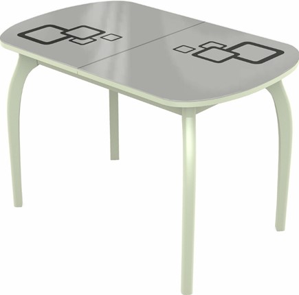 Раздвижной стол Ривьера мини дерево №1, Рисунок квадро (стекло белое/черный/белый) в Элисте - изображение