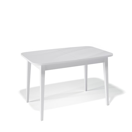 Обеденный раздвижной стол Kenner 1200M (Белый/Стекло белое глянец) в Элисте - изображение