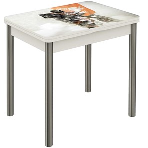 Обеденный раздвижной стол Бари хром №6 (Exclusive h190/белый) в Элисте