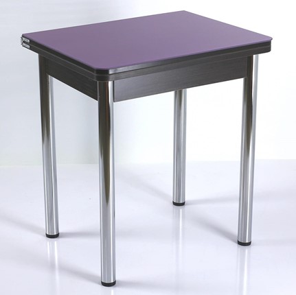 Кухонный пристенный стол СПА-02 СТ2, венге ЛДСП/стекло фиолетовый/39 прямые трубки хром в Элисте - изображение