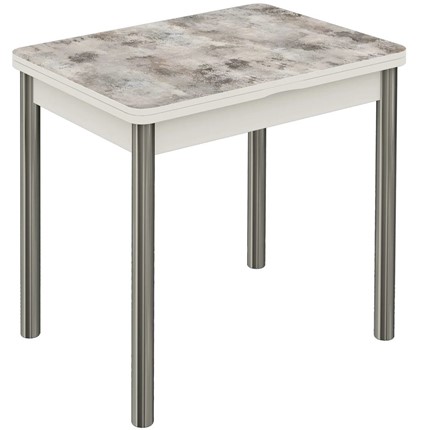 Кухонный стол раскладной Бари хром №6 (Exclusive h102/белый) в Элисте - изображение