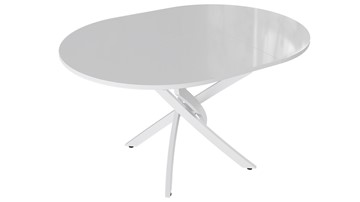 Кухонный стол раздвижной Diamond тип 3 (Белый муар/Белый глянец) в Элисте - предосмотр 1