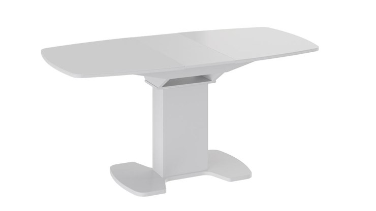 Кухонный стол раскладной Портофино (СМ(ТД)-105.02.11(1)), цвет Белый глянец/Стекло белое в Элисте - изображение 1