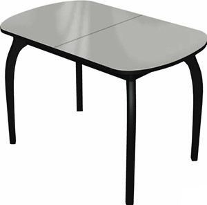 Кухонный раздвижной стол Ривьера мини дерево №1 (стекло белое/черный) в Элисте - предосмотр
