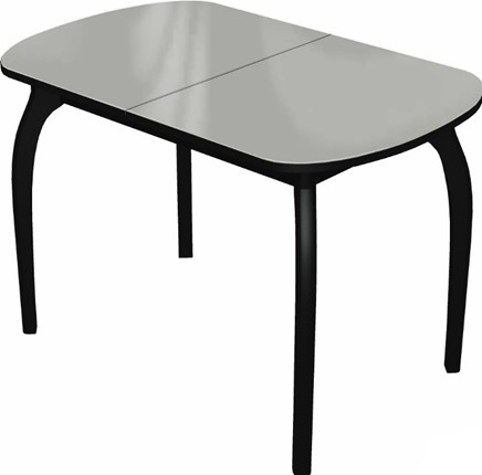 Кухонный раздвижной стол Ривьера мини дерево №1 (стекло белое/черный) в Элисте - изображение