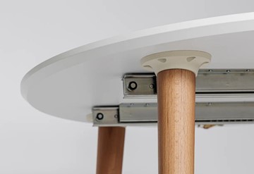 Кухонный стол круглый Белая Эмаль д. 90 см МДФ ножки светлый орех в Элисте - предосмотр 3
