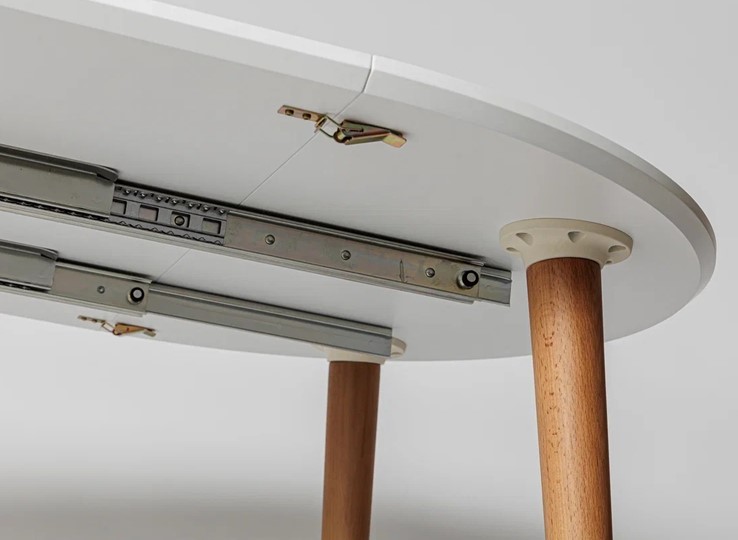 Кухонный стол круглый Белая Эмаль д. 90 см МДФ ножки светлый орех в Элисте - изображение 14