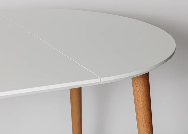 Кухонный стол круглый Белая Эмаль д. 100 см МДФ ножки светлый орех в Элисте - изображение 15