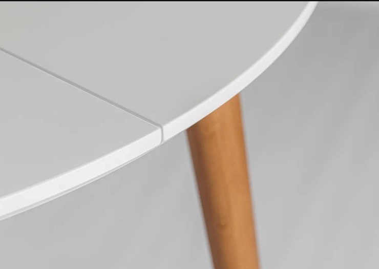Кухонный стол круглый Белая Эмаль д. 90 см МДФ ножки светлый орех в Элисте - изображение 19