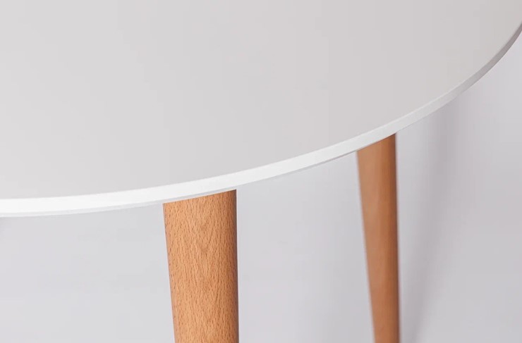 Кухонный стол круглый Белая Эмаль д. 90 см МДФ ножки светлый орех в Элисте - изображение 21