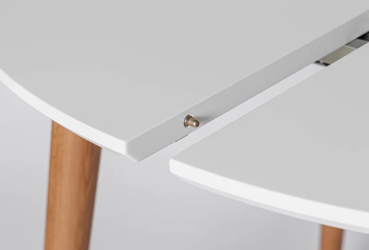 Кухонный стол круглый Белая Эмаль д. 90 см МДФ ножки светлый орех в Элисте - изображение 4