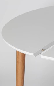 Кухонный стол круглый Белая Эмаль д. 100 см МДФ ножки светлый орех в Элисте - предосмотр 5