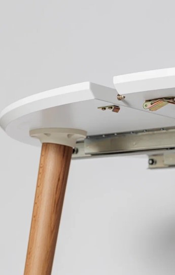 Кухонный стол круглый Белая Эмаль д. 100 см МДФ ножки светлый орех в Элисте - изображение 7