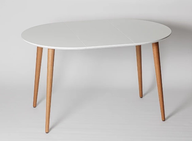 Кухонный стол круглый Белая Эмаль д. 90 см МДФ ножки светлый орех в Элисте - изображение 9