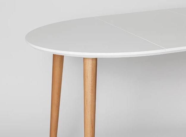 Кухонный стол круглый Белая Эмаль д. 90 см МДФ ножки светлый орех в Элисте - изображение 10