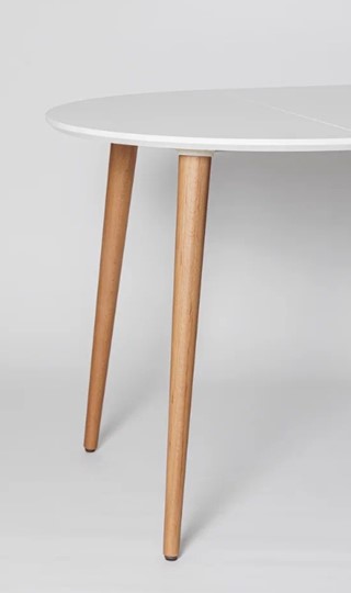 Кухонный стол круглый Белая Эмаль д. 100 см МДФ ножки светлый орех в Элисте - изображение 11