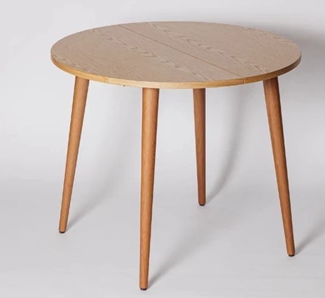 Кухонный раздвижной круглый стол Шпон Дуба 677 С д. 100 см МДФ в Элисте - изображение